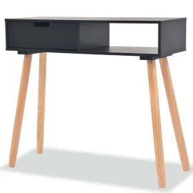 Solid pine wood console table 80x30x72 cm black by vidaXL, Side tables - Ref: Foro24-244738, Price: 89,43 €, Discount: %