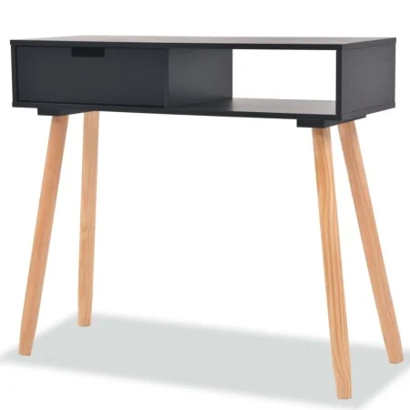 Solid pine wood console table 80x30x72 cm black by vidaXL, Side tables - Ref: Foro24-244738, Price: 89,43 €, Discount: %