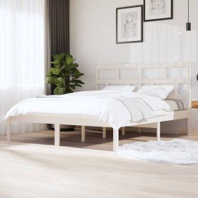 Estructura cama de madera maciza blanca super king 180x200 cm en Camas y somieres | Comprar online en Foro24