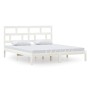 Estructura cama de madera maciza blanca super king 180x200 cm
