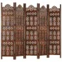 Faltiges handgeschnitztes Paravent mit 5 Paneelen aus braunem Mangoholz, 200x165 cm. von , Raumteiler - Ref: Foro24-285326, P...