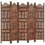 Biombo 5 paneles tallado a mano madera mango marrón 200x165 cm by , Room dividers - Ref: Foro24-285326, Price: 251,68 €, Disc...
