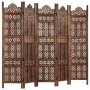 Faltiges handgeschnitztes Paravent mit 5 Paneelen aus braunem Mangoholz, 200x165 cm. von , Raumteiler - Ref: Foro24-285326, P...