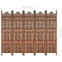 Faltiges handgeschnitztes Paravent mit 5 Paneelen aus braunem Mangoholz, 200x165 cm. von , Raumteiler - Ref: Foro24-285326, P...