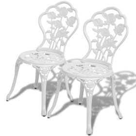 Sillas de jardín bistró 2 unidades aluminio fundido blanco de vidaXL, Sillas de jardín - Ref: Foro24-43176, Precio: 147,79 €,...