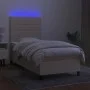 Box spring bed mattress and LED lights cream fabric 90x200 cm by , Beds and slatted bases - Ref: Foro24-3134850, Price: 322,6...