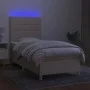 Box spring bed mattress and LED lights cream fabric 90x190 cm by , Beds and slatted bases - Ref: Foro24-3135402, Price: 361,0...