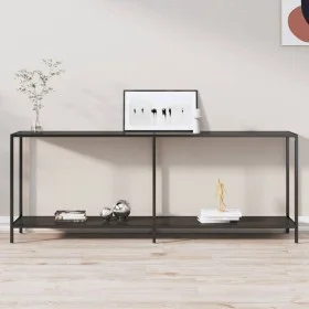 Black tempered glass console table 200x35x75.5 cm by , Side tables - Ref: Foro24-331707, Price: 98,41 €, Discount: %