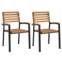 Stackable garden chairs 2 pcs solid acacia wood and metal by , Garden chairs - Ref: Foro24-362014, Price: 186,03 €, Discount: %