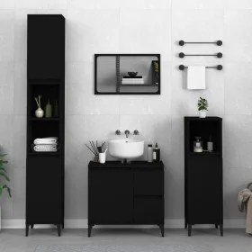 Badezimmerschrank aus schwarzem Sperrholz, 65 x 33 x 60 cm von , Badezimmermöbel - Ref: Foro24-819829, Preis: 60,69 €, Rabatt: %