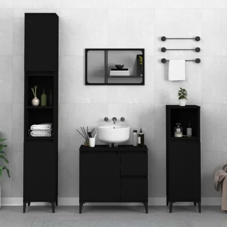 Armario de baño madera contrachapada negro 65x33x60 cm de , Muebles de baño - Ref: Foro24-819829, Precio: 60,75 €, Descuento: %