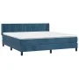 Box spring bed with dark blue velvet mattress 160x200 cm by , Beds and slatted bases - Ref: Foro24-3131091, Price: 505,83 €, ...