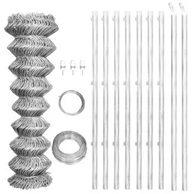 Wire fence and silver galvanized steel posts 15x1.25 m by , fence panels - Ref: Foro24-141496, Price: 134,75 €, Discount: %