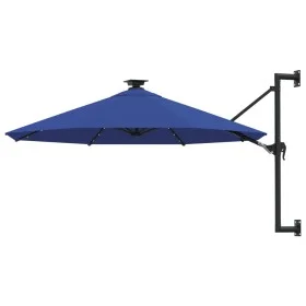 Wandschirm mit LEDs und Metallstange 300 cm blau von , Sonnenschirme - Ref: Foro24-312529, Preis: 121,07 €, Rabatt: %