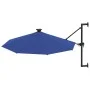 Sombrilla de pared con LEDs y poste de metal 300 cm azul de , Sombrillas - Ref: Foro24-312529, Precio: 121,07 €, Descuento: %