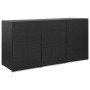 Cobertizo triple de cubo basura ratán PE negro 229x78x120 cm