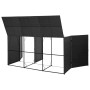 Cobertizo triple de cubo basura ratán PE negro 229x78x120 cm