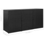 Cobertizo triple de cubo basura ratán PE negro 229x78x120 cm