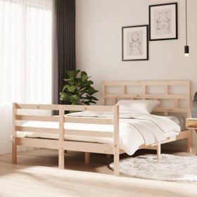 Estructura cama doble pequeña madera maciza 135x190 cm Estructura cama doble pequeña madera maciza 135x190 cm