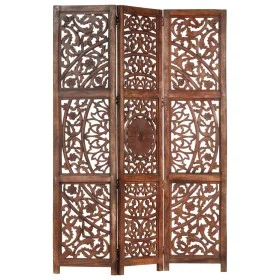 Paravent 3 Paneele handgeschnitztes braunes Mangoholz 120x165 cm von , Raumteiler - Ref: Foro24-285338, Preis: 196,56 €, Raba...