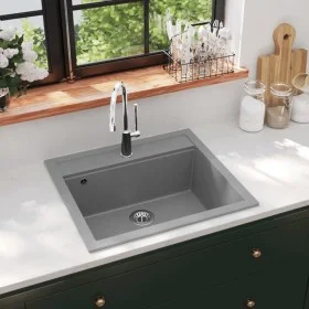 Granite kitchen sink with one gray basin by vidaXL, Sinks - Ref: Foro24-142955, Price: 164,80 €, Discount: %