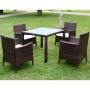 Set comedor de jardín 5 piezas y cojines ratán sintético marrón de vidaXL, Conjuntos de jardín - Ref: Foro24-43121, Precio: 4...