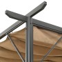 Pérgola con tejado retráctil acero gris taupe 3x3 m 180 g/m²