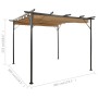 Pergola mit ausfahrbarem Dach, taupegrauer Stahl, 3 x 3 m, 180 g/m² von , Pergolen, Bögen und Gartenspaliere - Ref: Foro24-31...