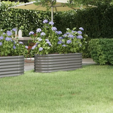 Gray powder coated steel flower bed planter 114x40x36 cm by , Pots and planters - Ref: Foro24-318864, Price: 34,18 €, Discoun...