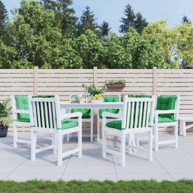 Cojín silla jardín respaldo bajo 6 uds tela verde 100x50x7 cm
