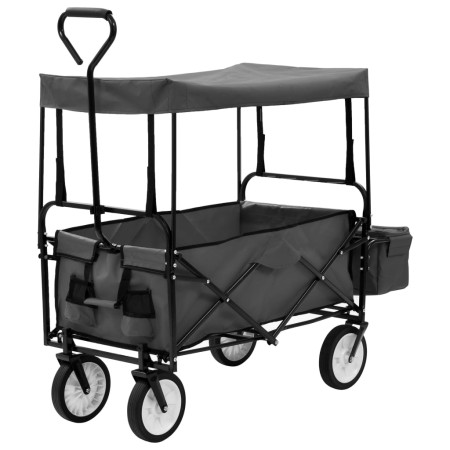 Carrito de mano plegable con capota acero gris