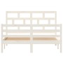 Estructura de cama de madera maciza de pino blanco 140x200 cm