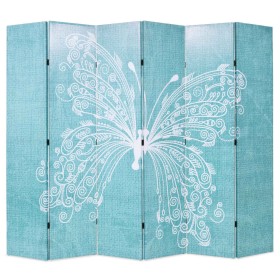 Folding room divider 228x170 cm blue butterfly by , Room dividers - Ref: Foro24-245888, Price: 147,23 €, Discount: %