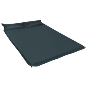 Colchón de aire inflable con almohada verde oscuro 130x190 cm