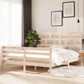 Estructura de cama de madera maciza de pino 160x200 cm en Camas y somieres | Comprar online en Foro24