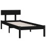 Black single solid wood bed frame 75x190 cm by , Beds and slatted bases - Ref: Foro24-810111, Price: 95,37 €, Discount: %