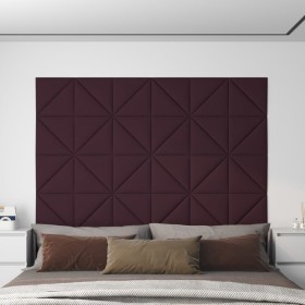 Paneles de pared 12 uds tela morado 30x30 cm 0,54 m²
