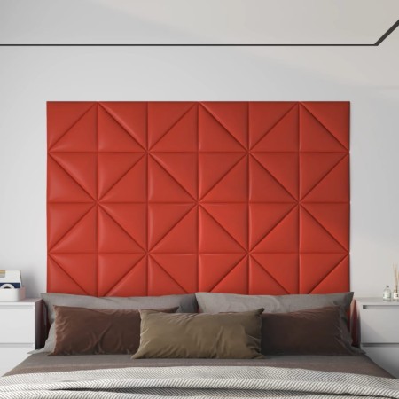 Paneles de pared 12 uds cuero sintético rojo 30x30 cm 0,54 m²