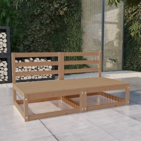 Sofá de jardín de 2 plazas marrón miel madera maciza de pino