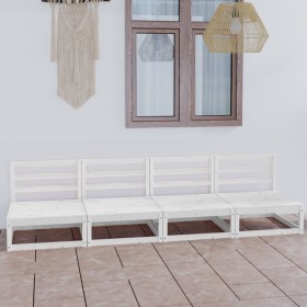 4 seater garden sofa white solid pine wood by , Outdoor sofas - Ref: Foro24-3075340, Price: 256,00 €, Discount: %