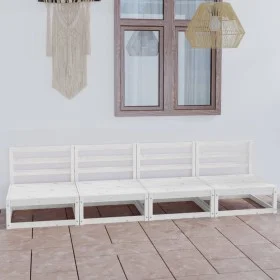4 seater garden sofa white solid pine wood by , Outdoor sofas - Ref: Foro24-3075340, Price: 283,31 €, Discount: %