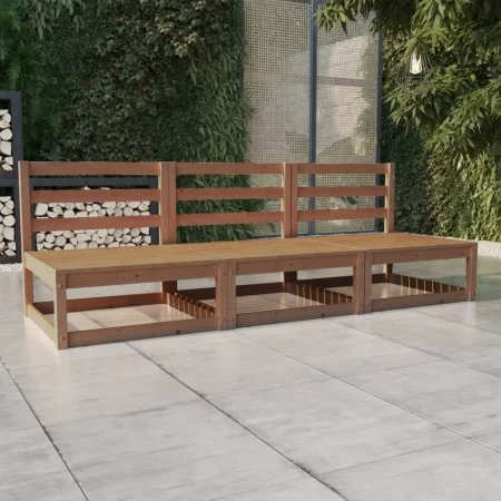 Sofá de jardín de 3 plazas marrón miel madera maciza de pino de , Sofás de exterior - Ref: Foro24-3075302, Precio: 213,63 €, ...