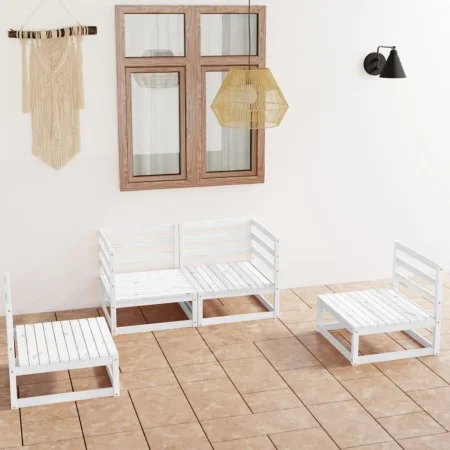 4-teiliges Garten-Lounge-Set aus weißem massivem Kiefernholz von , Gartensets - Ref: Foro24-3075380, Preis: 261,97 €, Rabatt: %