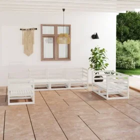 7-teiliges Gartenlounge-Set aus weißem massivem Kiefernholz von , Gartensets - Ref: Foro24-3075450, Preis: 453,52 €, Rabatt: %