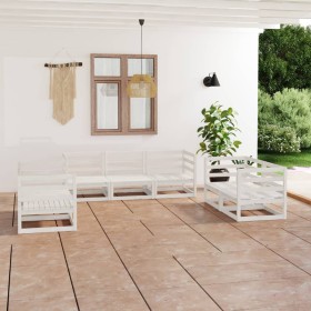 Set de salón de jardín de 7 piezas blanco madera maciza de pino de , Conjuntos de jardín - Ref: Foro24-3075450, Precio: 453,1...
