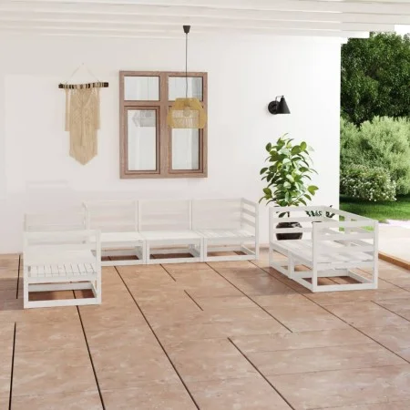 7-teiliges Gartenlounge-Set aus weißem massivem Kiefernholz von , Gartensets - Ref: Foro24-3075450, Preis: 453,52 €, Rabatt: %