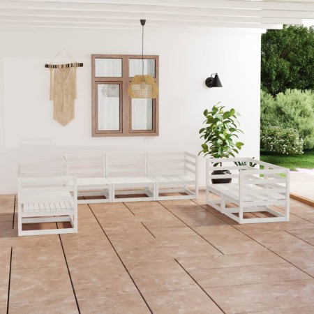7-teiliges Gartenlounge-Set aus weißem massivem Kiefernholz von , Gartensets - Ref: Foro24-3075450, Preis: 453,18 €, Rabatt: %