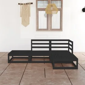 Garden furniture set 4 pieces black solid pine wood by , Garden sets - Ref: Foro24-3075478, Price: 292,66 €, Discount: %