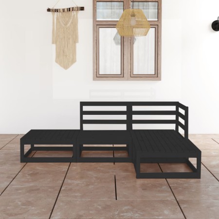 Gartenmöbel-Set 4-teilig aus schwarzem massivem Kiefernholz von , Gartensets - Ref: Foro24-3075478, Preis: 297,22 €, Rabatt: %