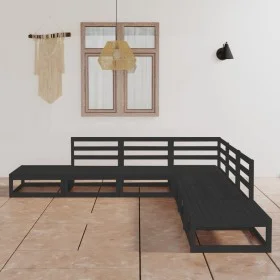 Garden furniture set 7 pieces black solid pine wood by , Garden sets - Ref: Foro24-3075508, Price: 456,98 €, Discount: %
